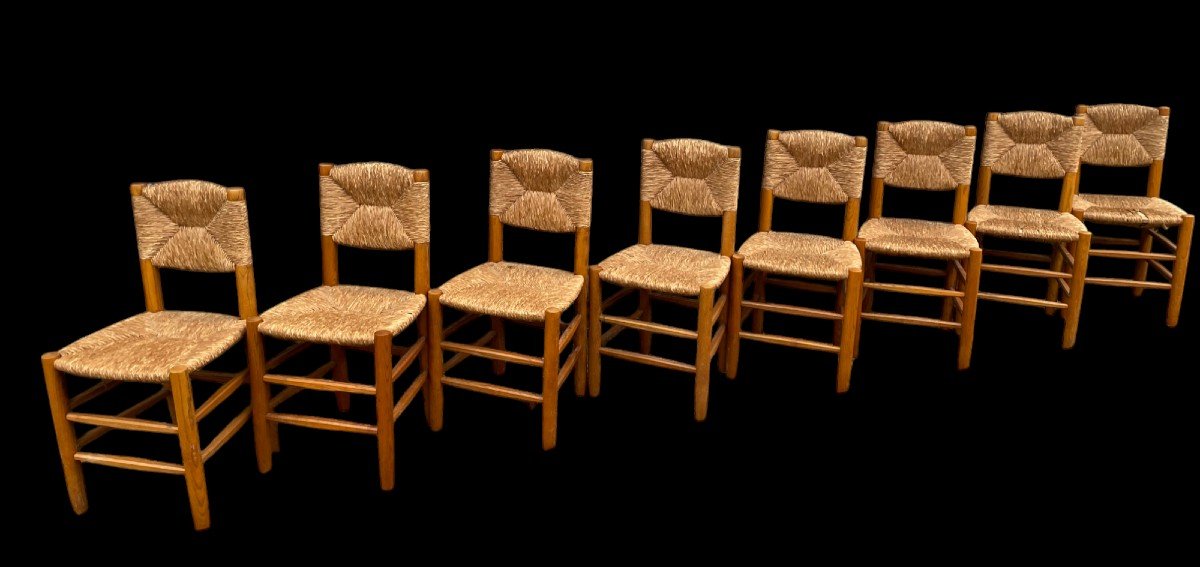 Series Of 8 Charlotte Perriand Chairs In Their Original Condition