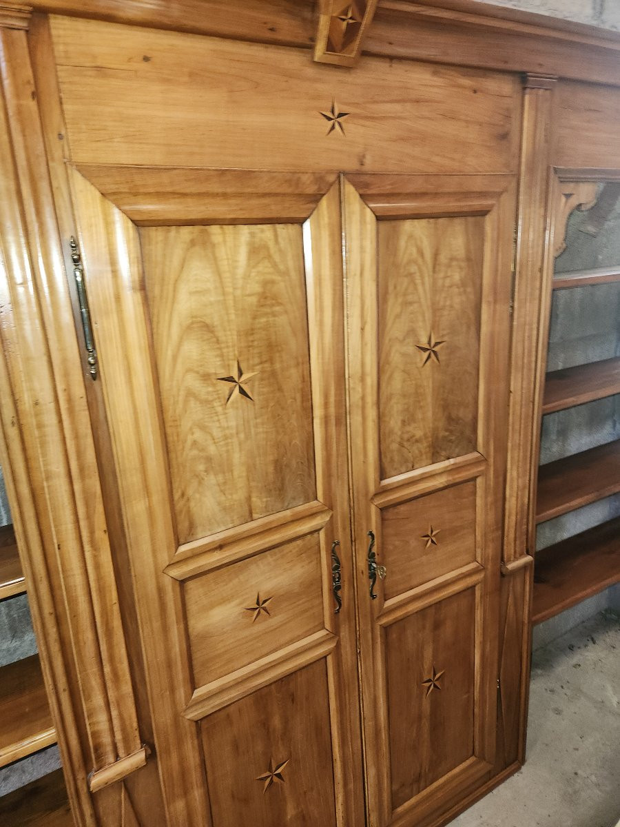 19th Century Walnut Woodwork Transformed Into A Large Walnut Bookcase -photo-7