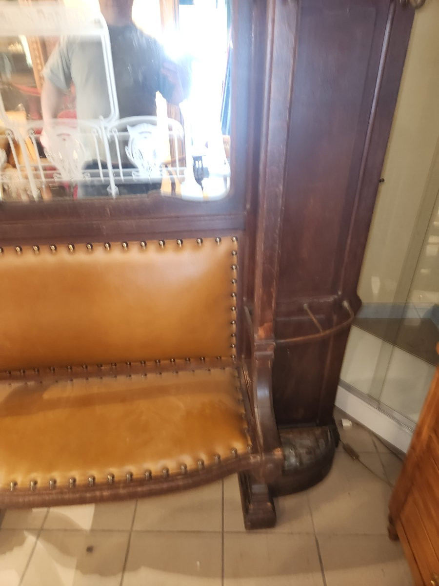 Vestiaire Art Nouveau En Chêne Provenant d'Une Brasserie De Nancy -photo-7