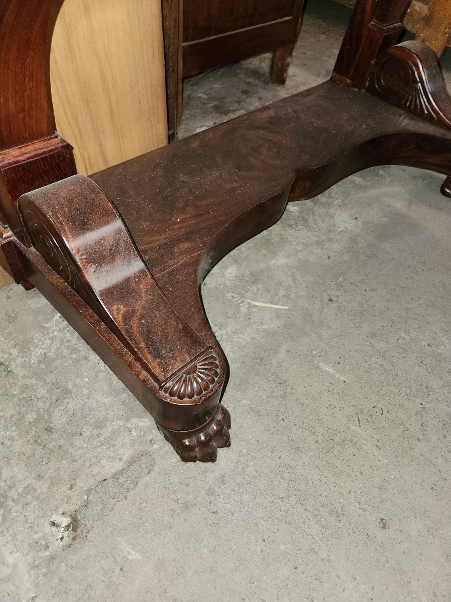 Console Restauration En Acajou Dessus Marbre -photo-4