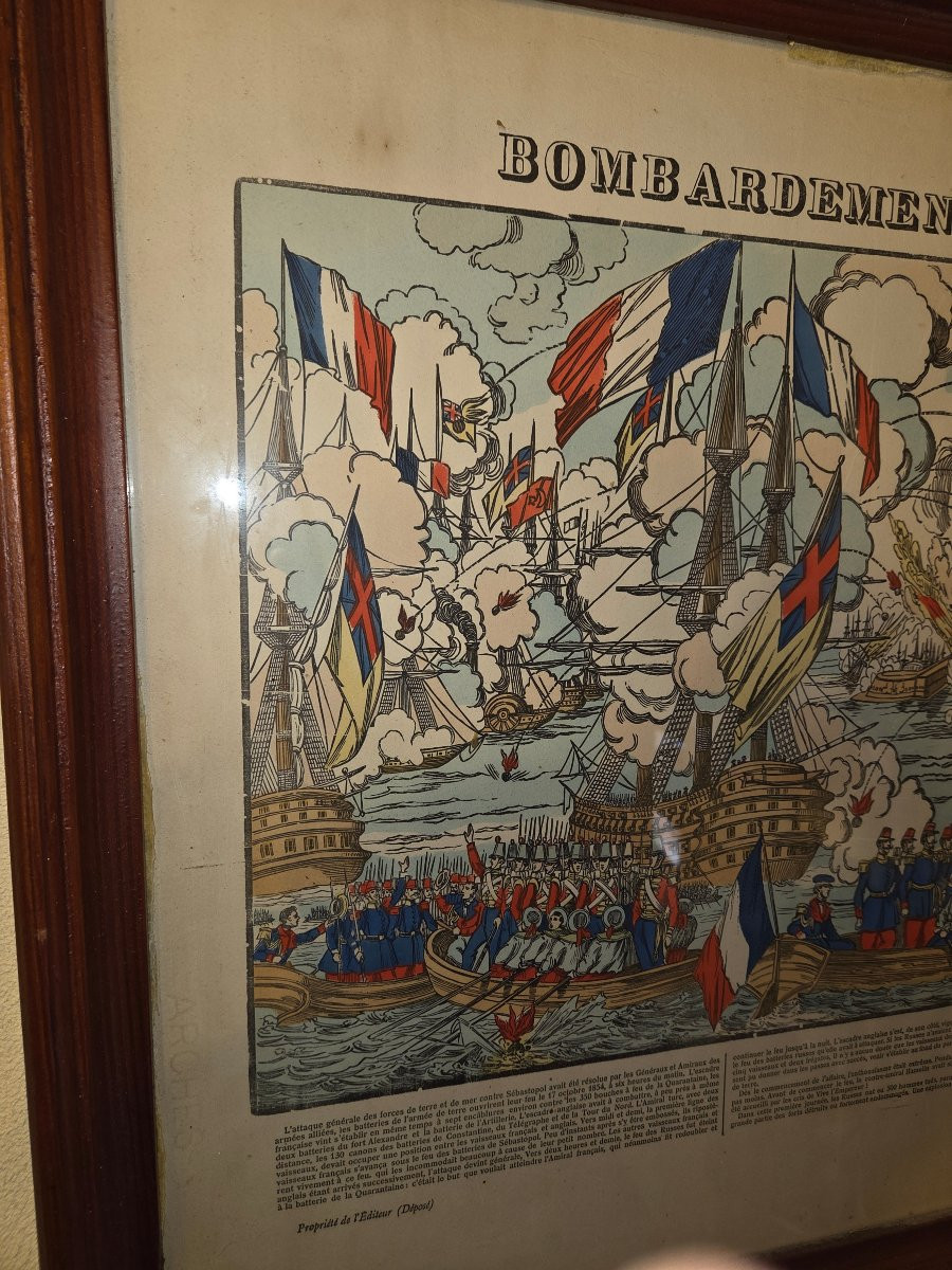Image d'Epinal encadrée le bombardement de Sebastopol-photo-3