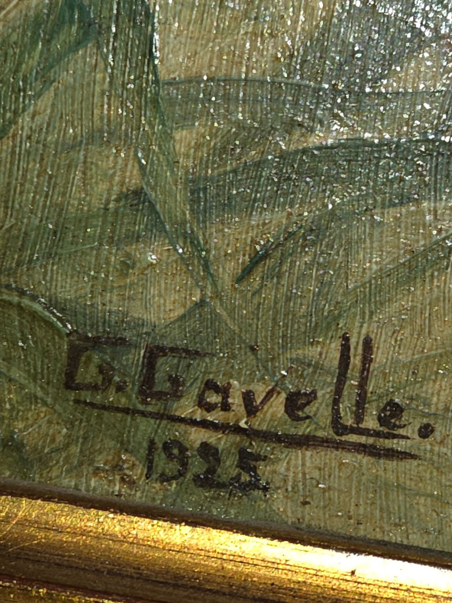 Huile sur panneau de G.GAVELLE datée 1925 représentant un -photo-3