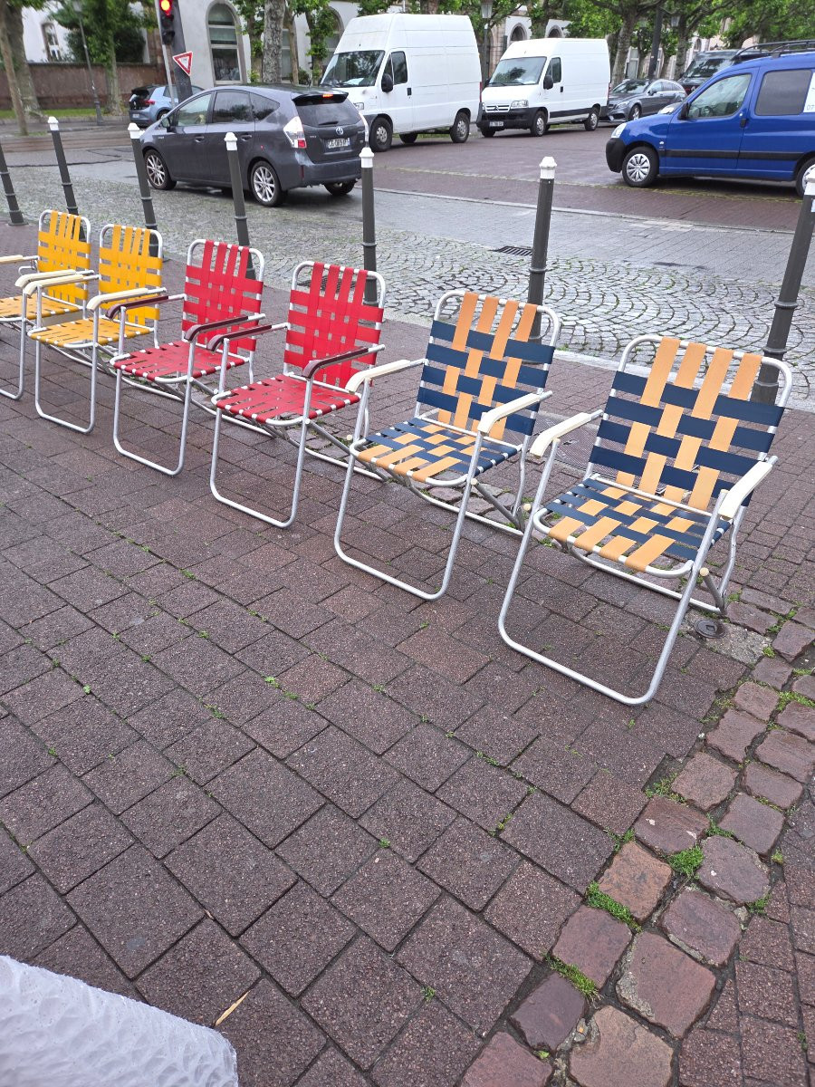 6 chaises pliantes de camping des années 70-photo-1