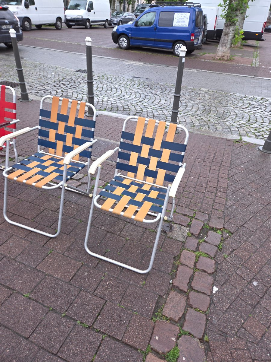 6 chaises pliantes de camping des années 70-photo-2