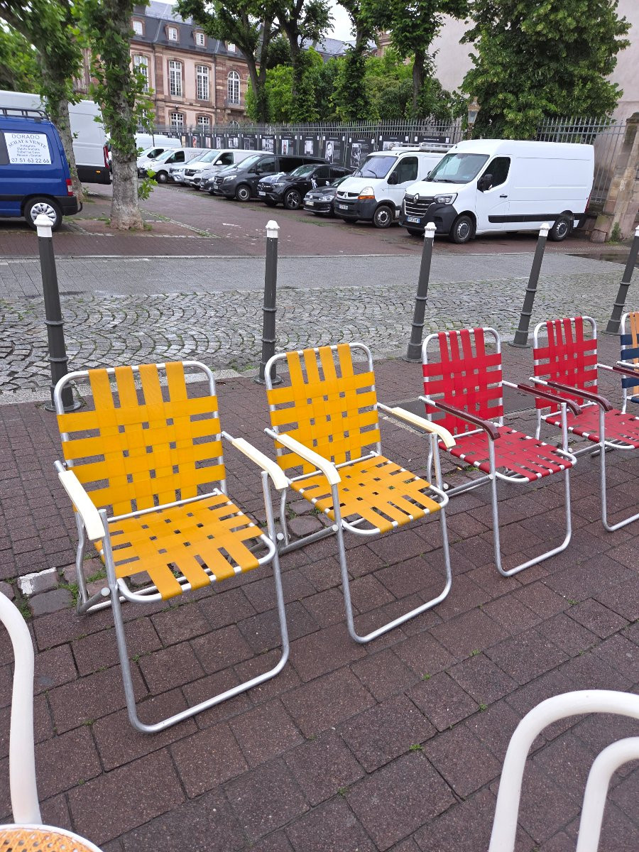6 chaises pliantes de camping des années 70-photo-3