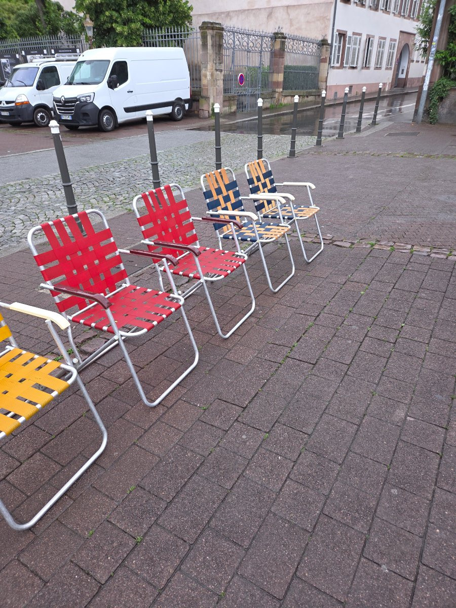 6 chaises pliantes de camping des années 70-photo-6