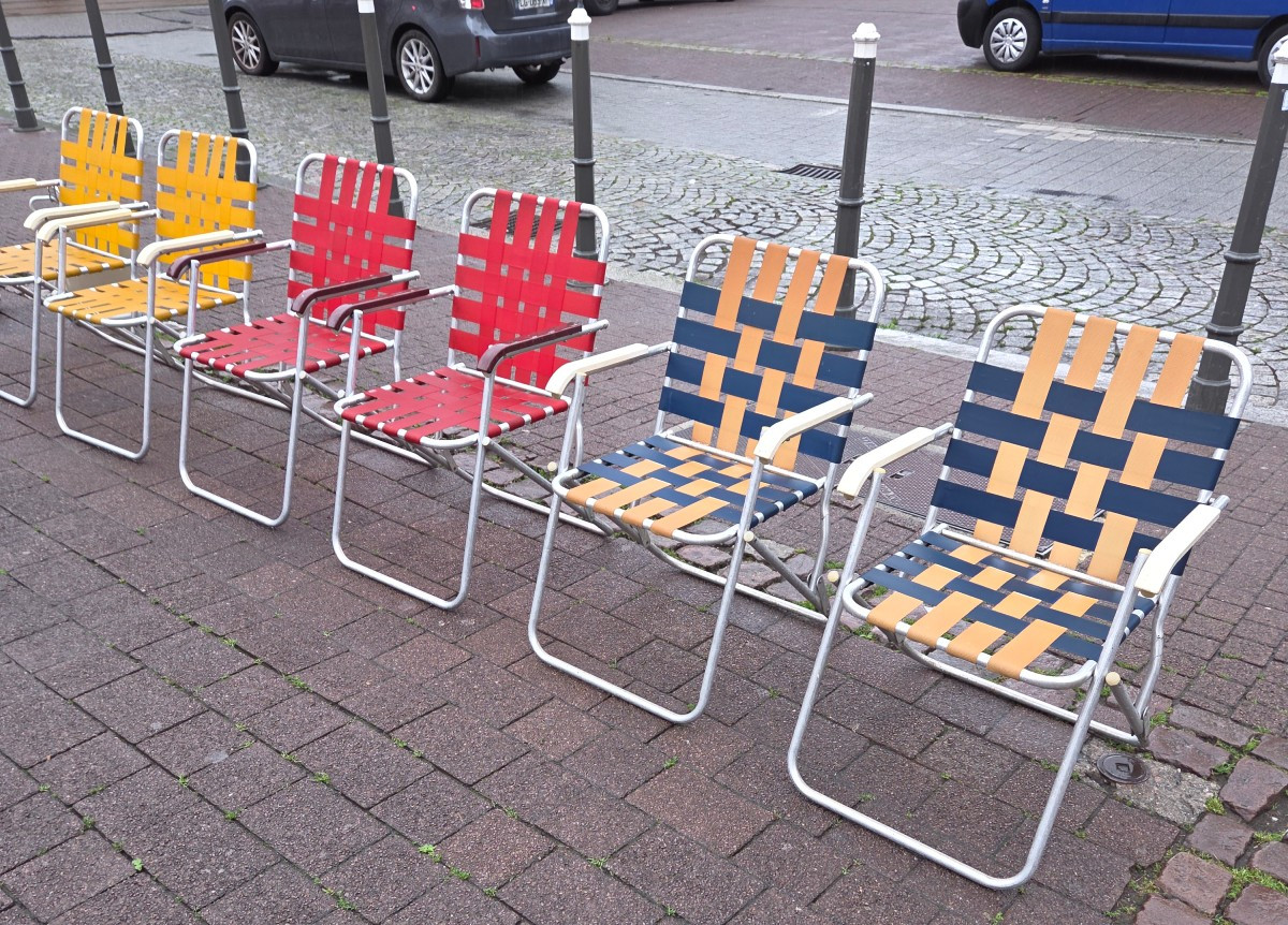 6 chaises pliantes de camping des années 70