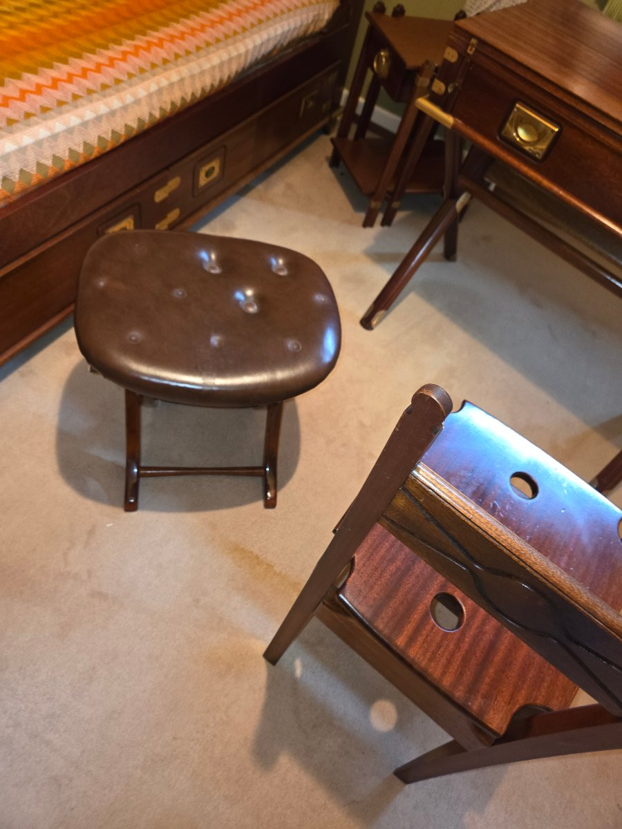 1970s English Marine Style Single Room In Brass And Mahogany-photo-2