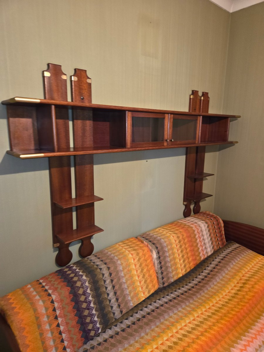 1970s English Marine Style Single Room In Brass And Mahogany-photo-3