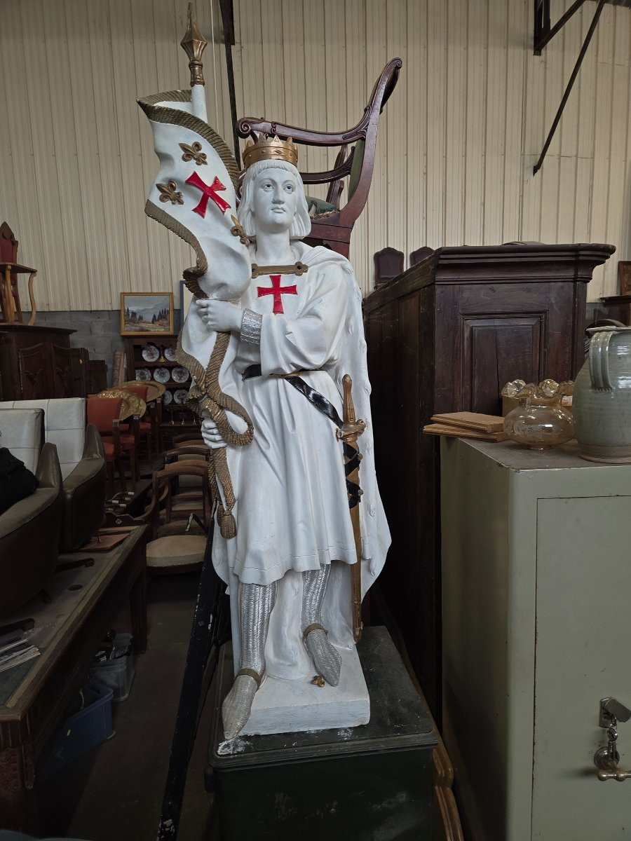 Large Plaster Statue Of Saint Louis, Late 19th And Early 20th Century -photo-1