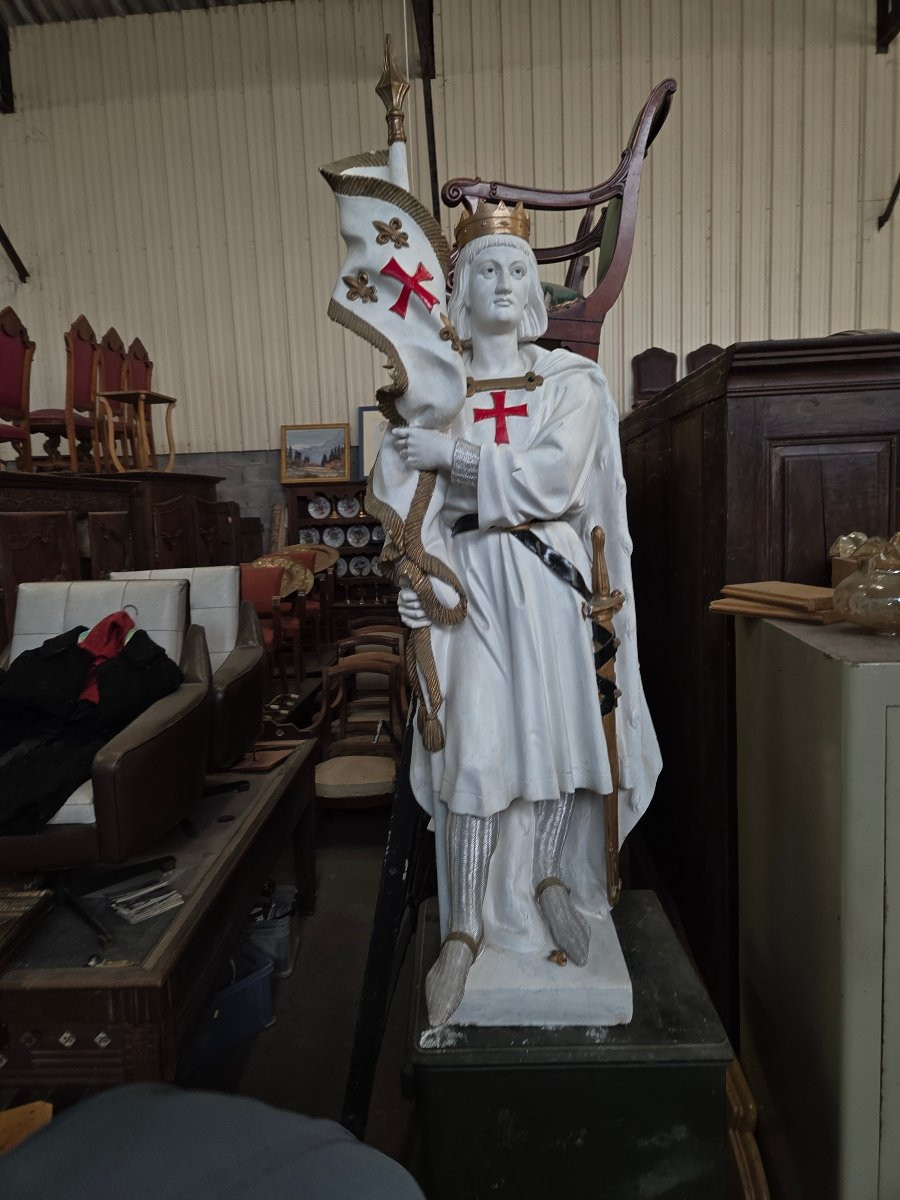 Large Plaster Statue Of Saint Louis, Late 19th And Early 20th Century -photo-2