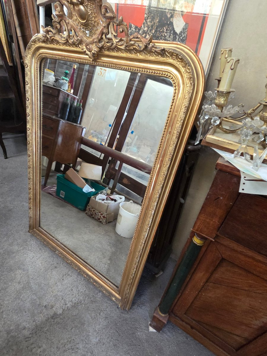 Miroir en stuc doré d'epoque Napoleon III -photo-3