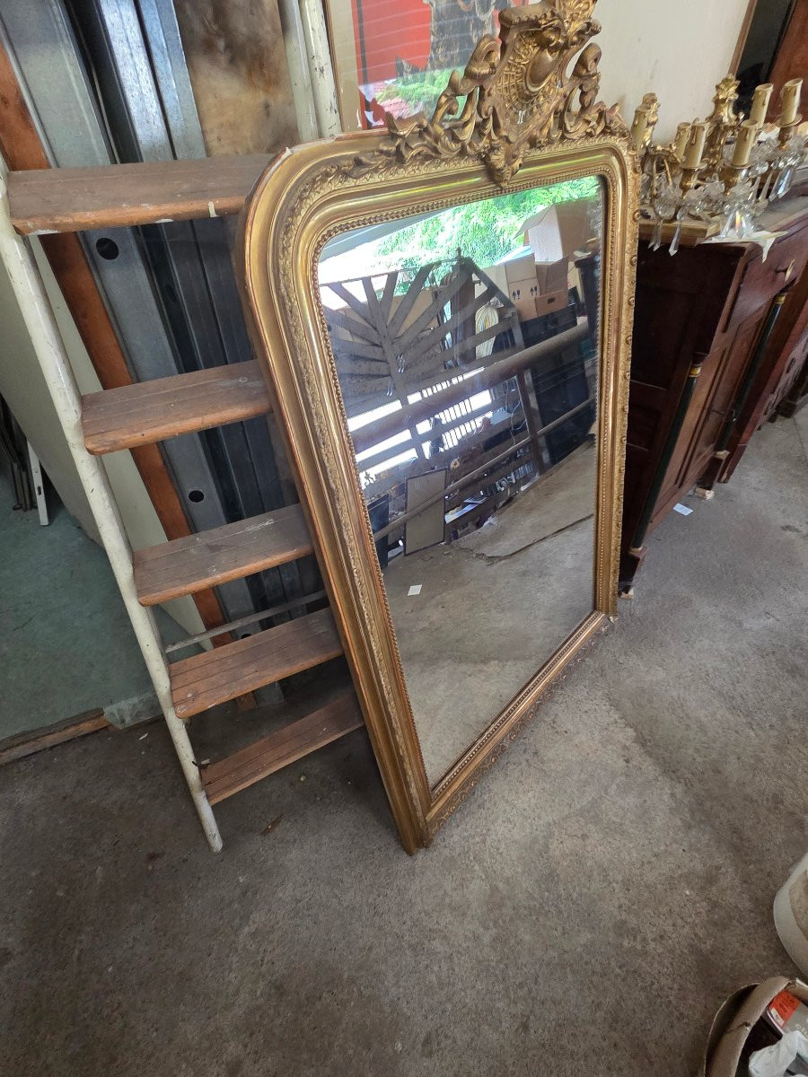 Miroir en stuc doré d'epoque Napoleon III -photo-6