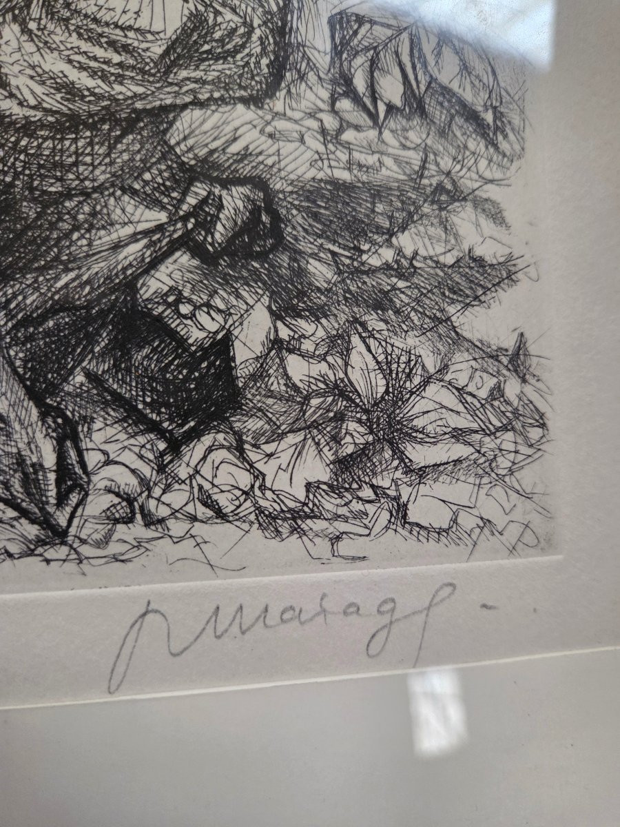Dessin de Roger Marage (1922/2012) récolte des pommes de terre en Lorraine -photo-4