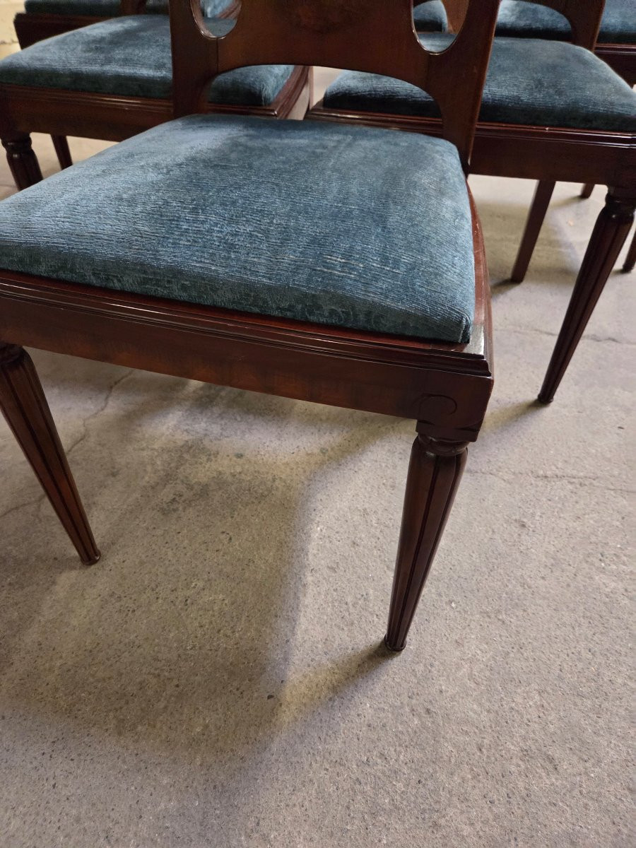 Set Of 6 Art Deco Mahogany Chairs-photo-2