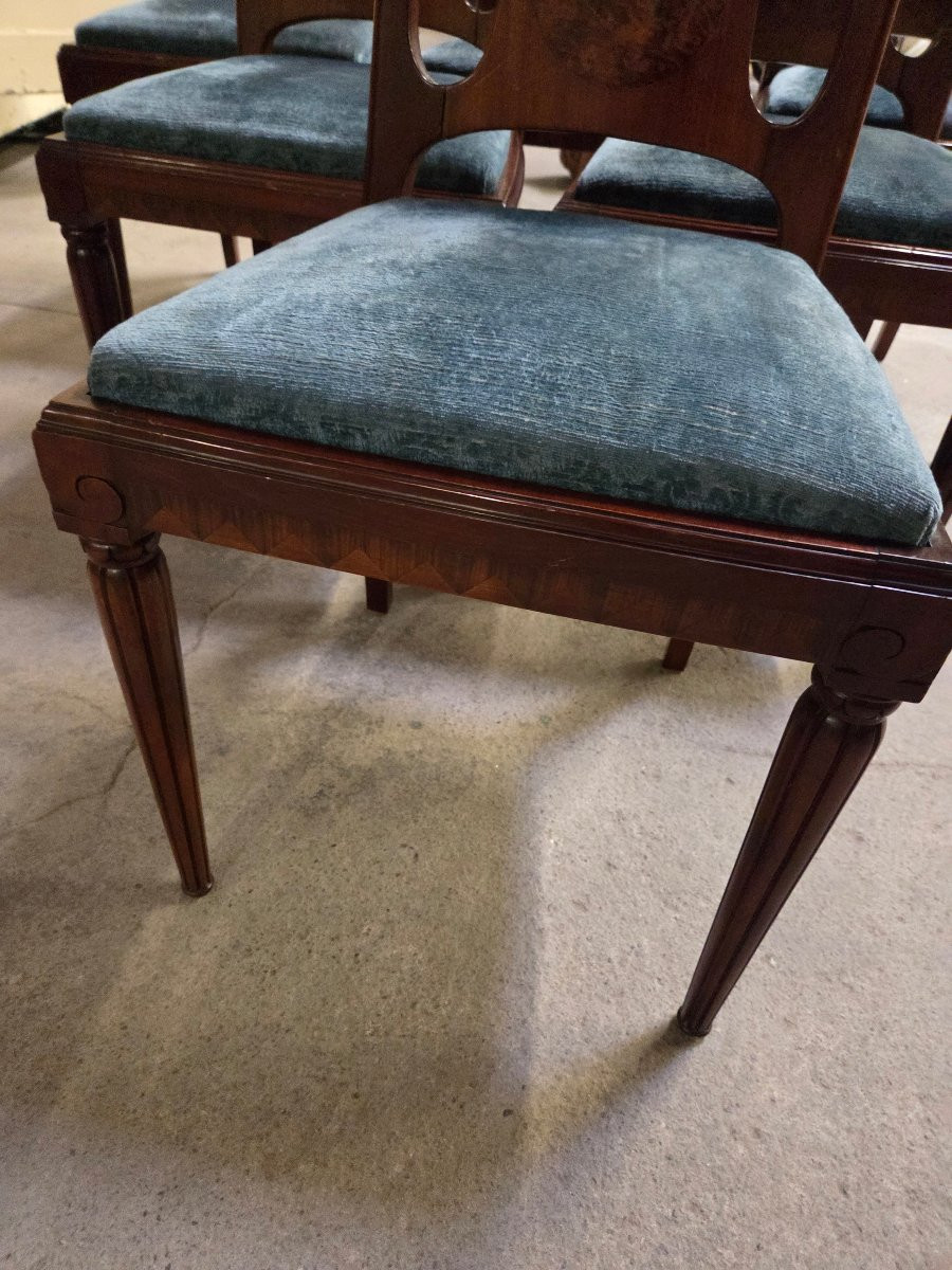 Set Of 6 Art Deco Mahogany Chairs-photo-3
