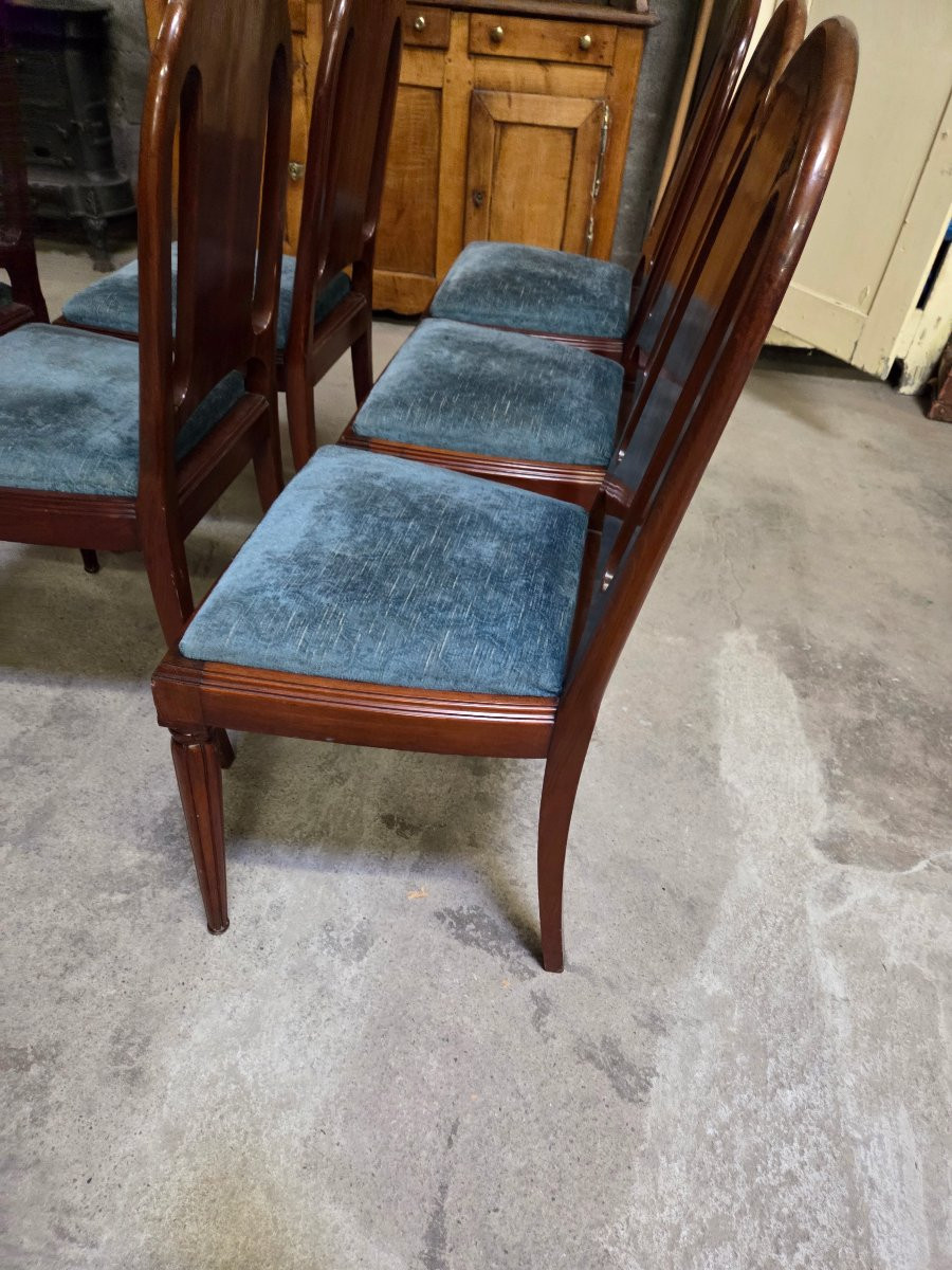 Set Of 6 Art Deco Mahogany Chairs-photo-4