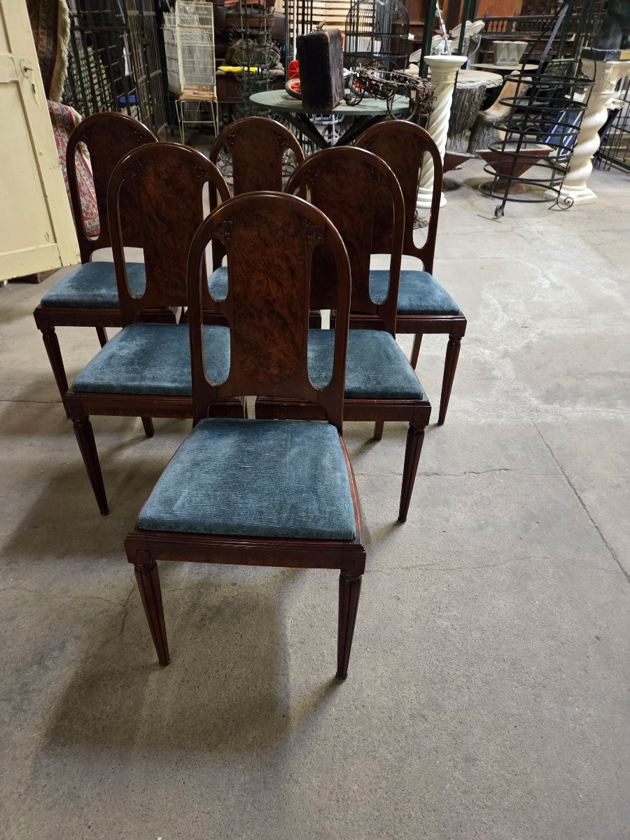 Set Of 6 Art Deco Mahogany Chairs-photo-5