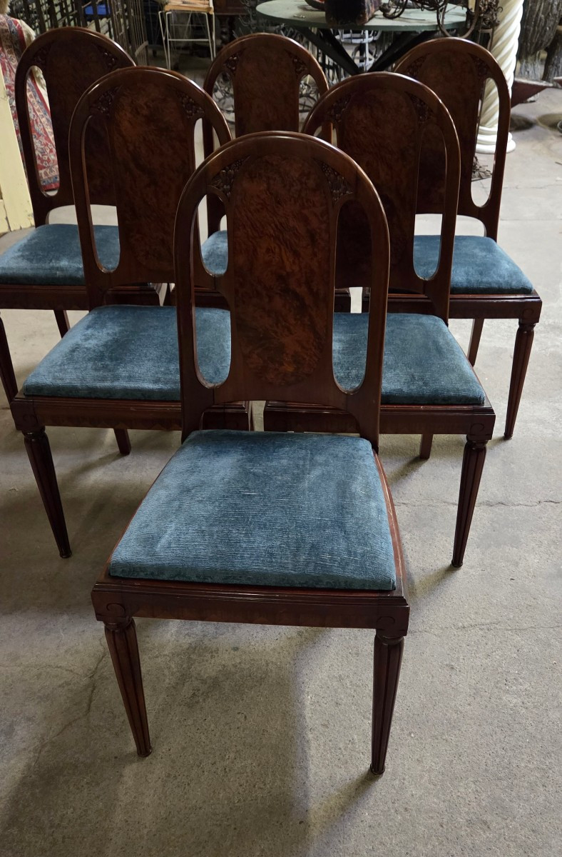 Set Of 6 Art Deco Mahogany Chairs