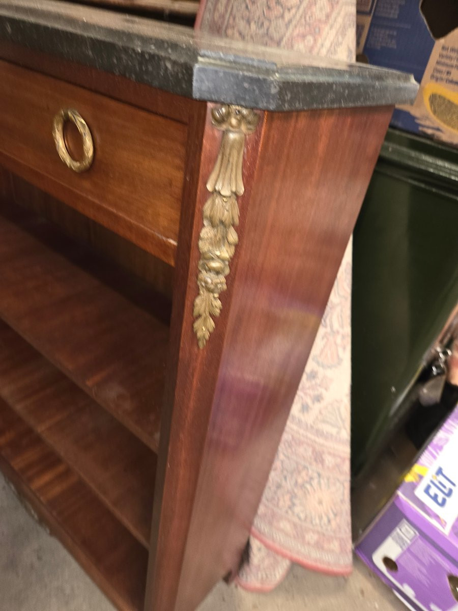 Small Mahogany Bookcase From The 2nd Part Of The 19th Century In Louis XVI Style With Marble Top.-photo-4