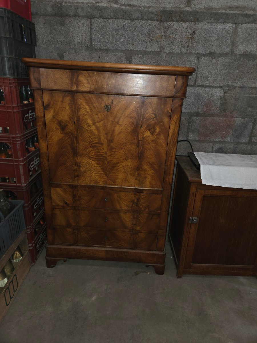 Secretaire louis Philippe en noyer avec un très joli intérieur -photo-2