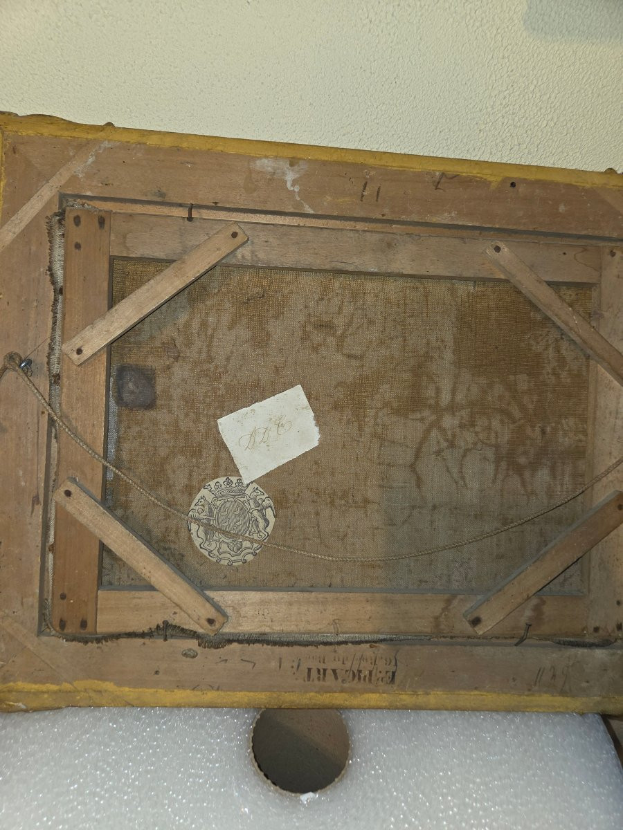 Huile sur toile italienne du 19ème représentant un vacher et ses vaches au bord de l'eau -photo-6