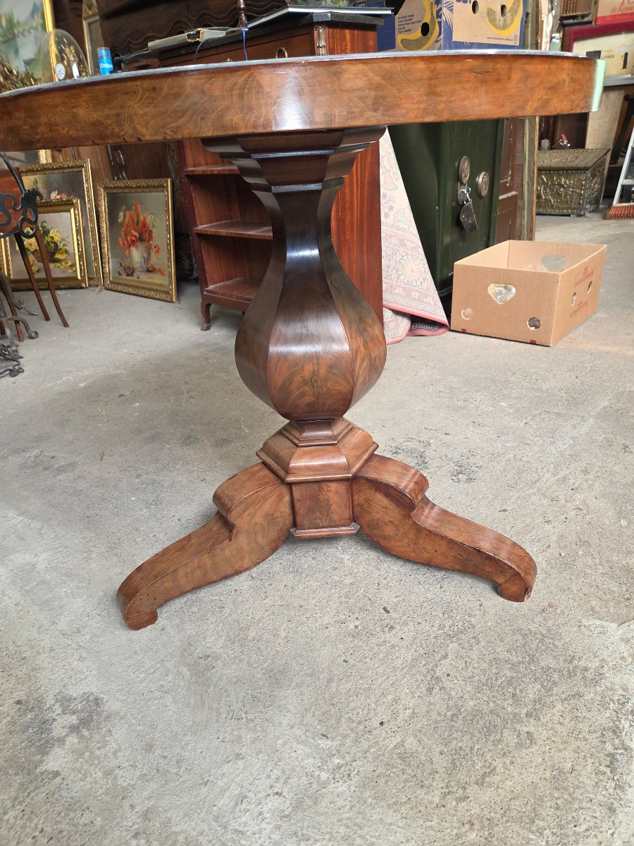 Gueridon tripode d'époque restauration en acajou dessus marbre-photo-2