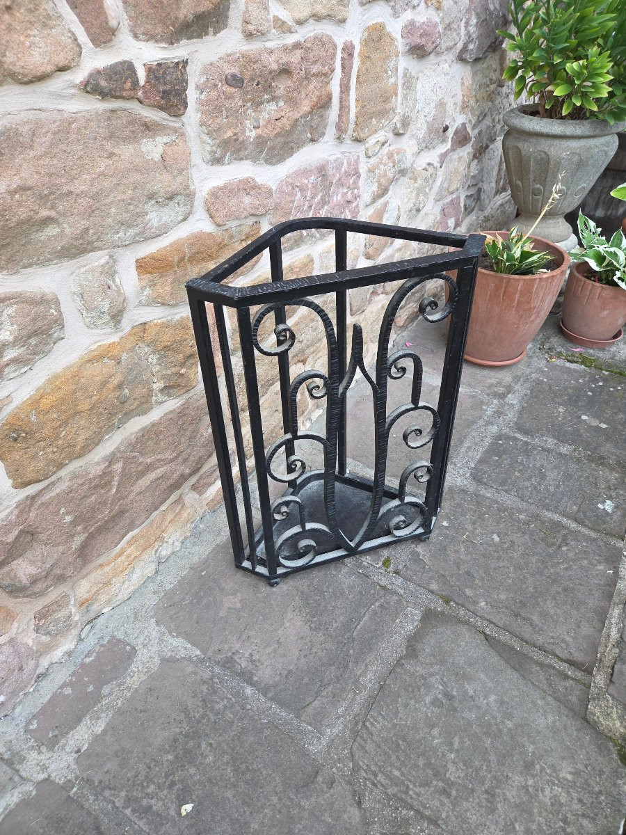 Porte parapluie art deco en fer forgé des années 20 dans le gout  de edgard Brandt -photo-1