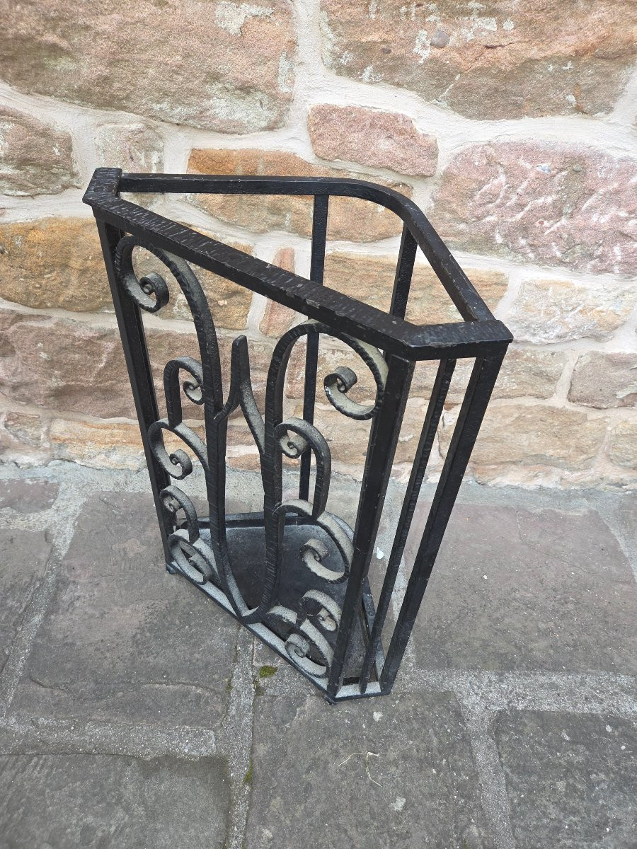 Porte parapluie art deco en fer forgé des années 20 dans le gout  de edgard Brandt -photo-4