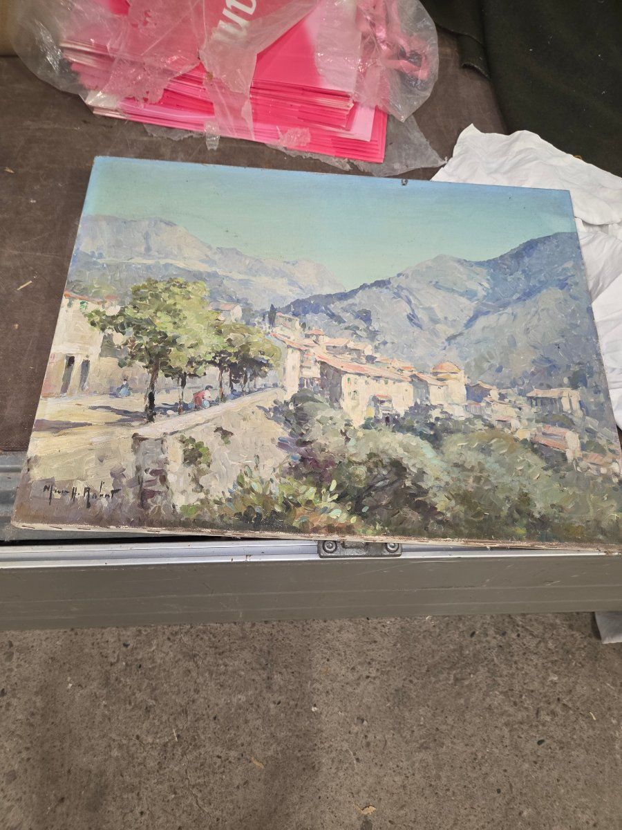 Oil On Canvas By The French Painter Marius Hubert Tobert Depicting The French Riviera -photo-3