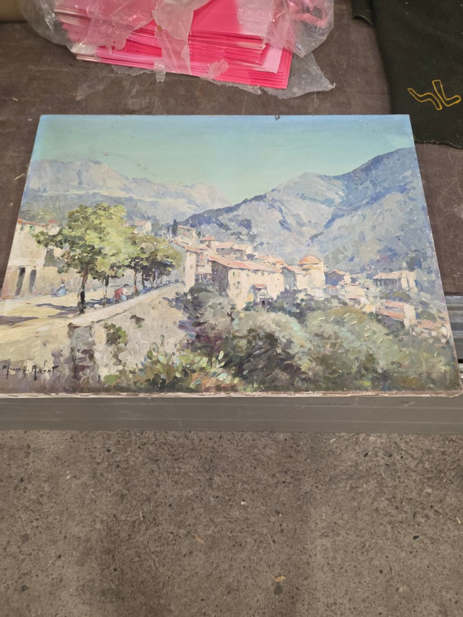 Oil On Canvas By The French Painter Marius Hubert Tobert Depicting The French Riviera -photo-4