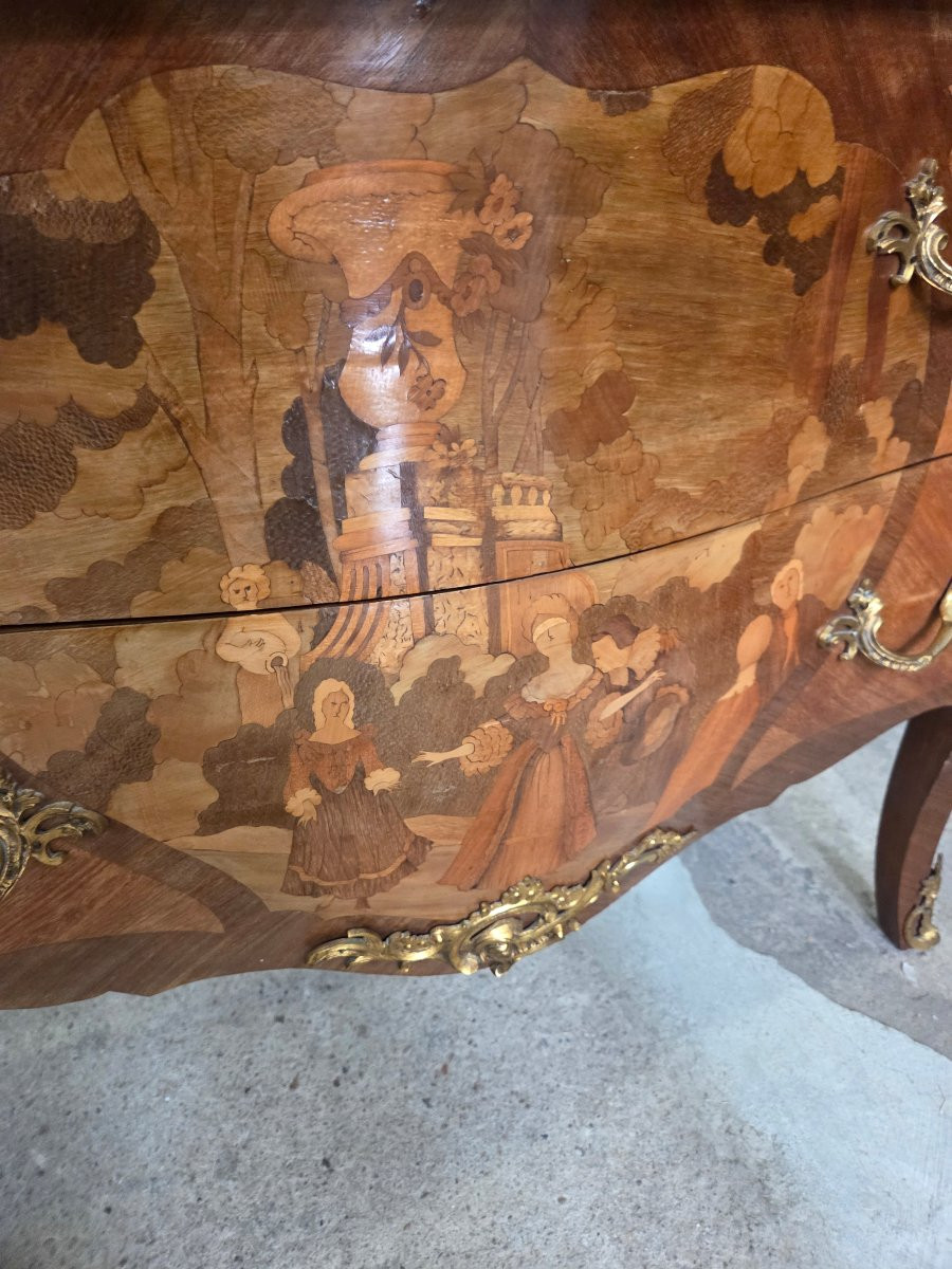 Louis XV Style Chest Of Drawers With A Marquetry Scene -photo-4