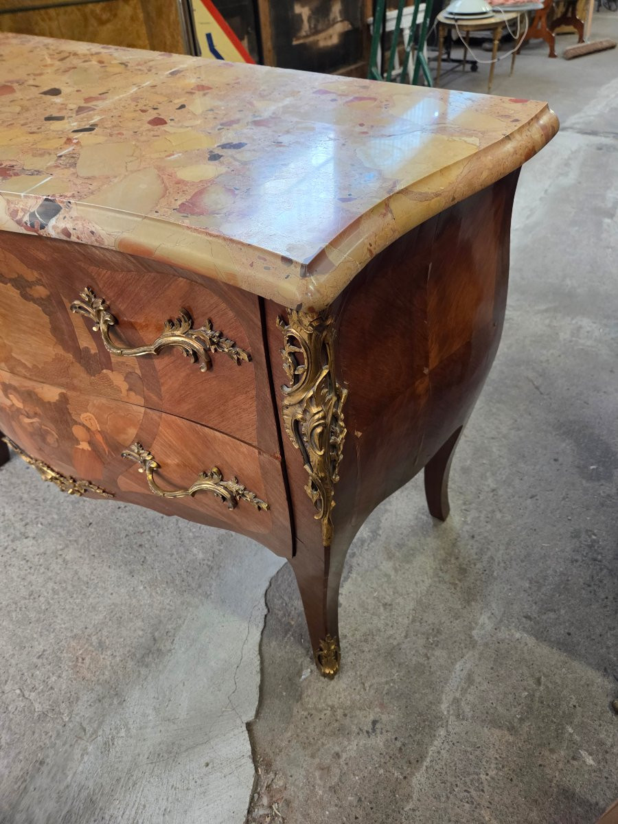 Louis XV Style Chest Of Drawers With A Marquetry Scene -photo-3
