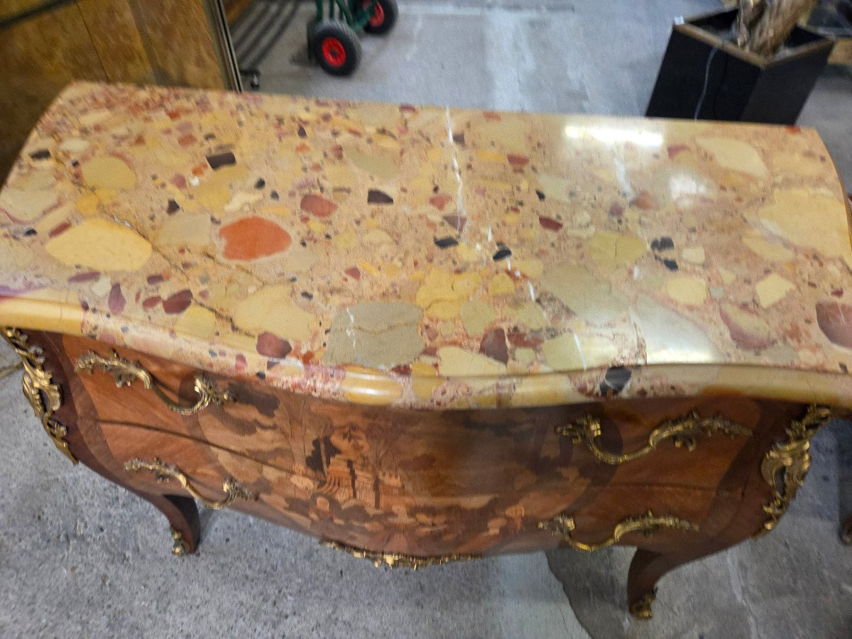 Louis XV Style Chest Of Drawers With A Marquetry Scene -photo-4