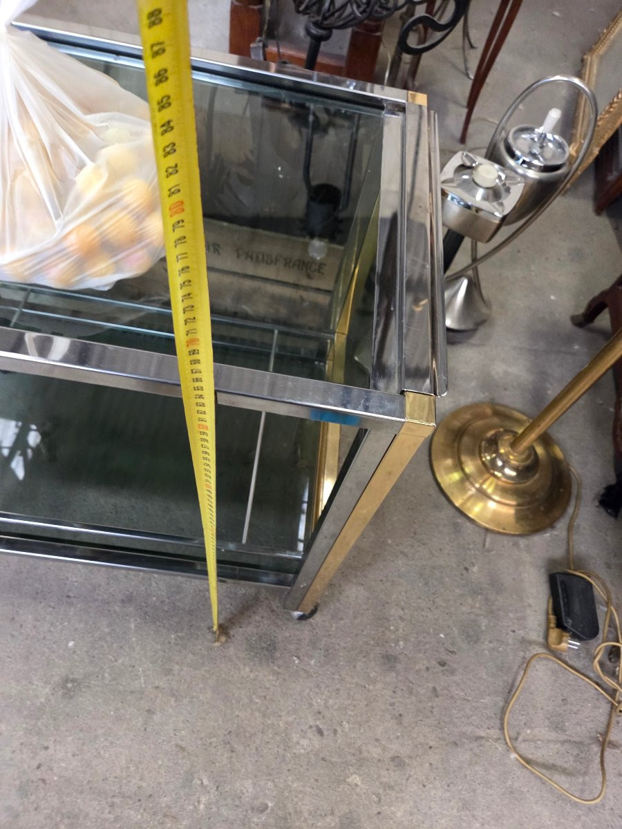 Bar a roulette des années 70 Roméo Rega en laiton et métal chromé -photo-1