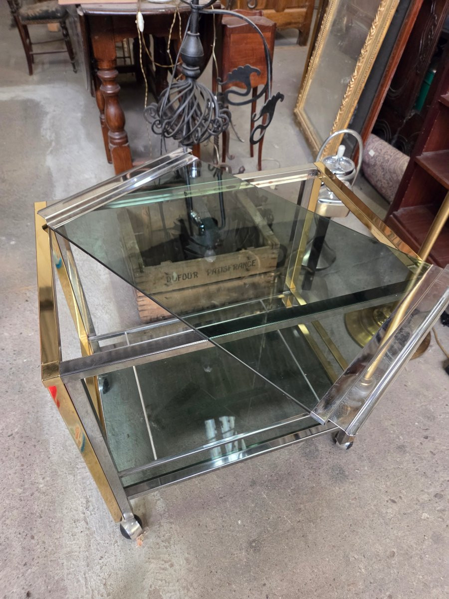 Bar a roulette des années 70 Roméo Rega en laiton et métal chromé -photo-5