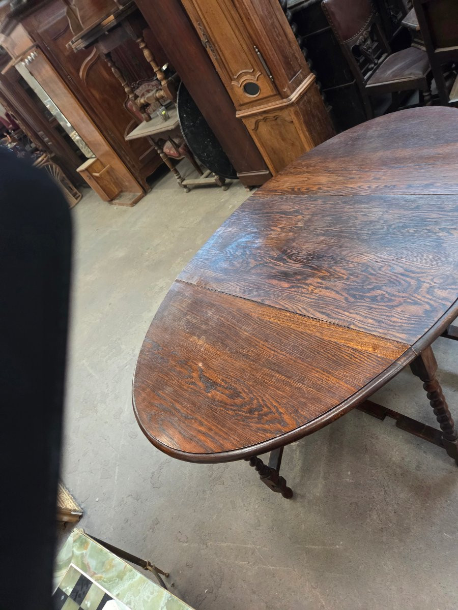 Table a volets Anglaise en chêne de la fin du 19ème siècle -photo-7