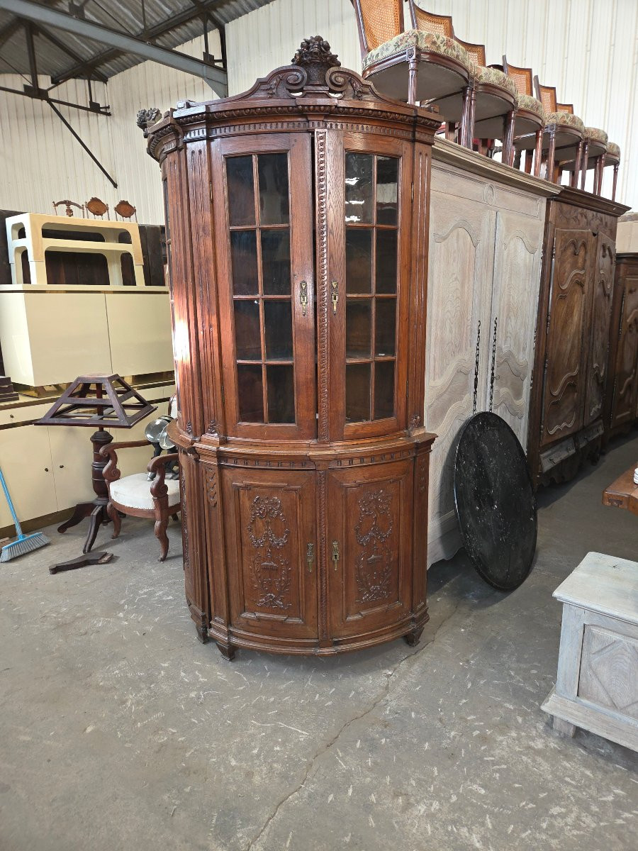 2 19th Century Oak Corner Cabinets (fake Pair) Very Richly Carved-photo-1