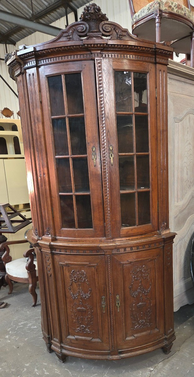 2 19th Century Oak Corner Cabinets (fake Pair) Very Richly Carved