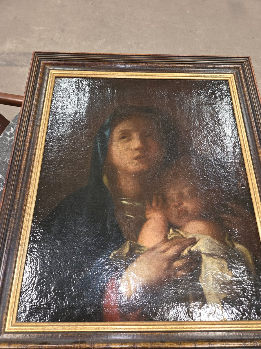 Vierge a l'enfant du 17eme école italienne (Florentine)-photo-7