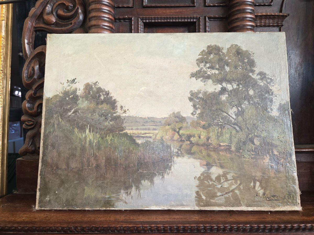 Painting Of A Landscape By The Lorraine Painter Alfred Renaudin From The Early 20th Century -photo-2