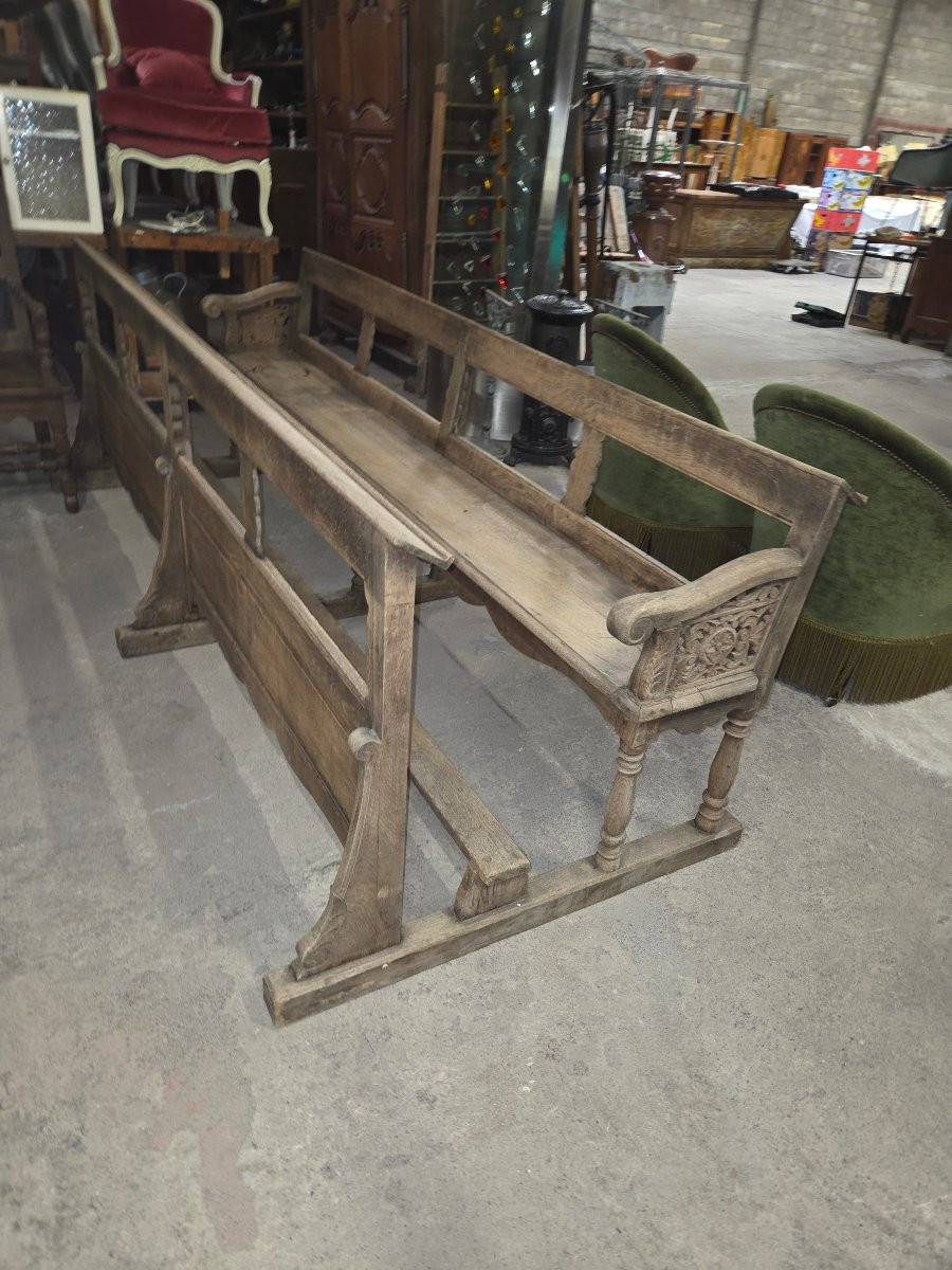 Large 18th Century Oak Church Pew-photo-1