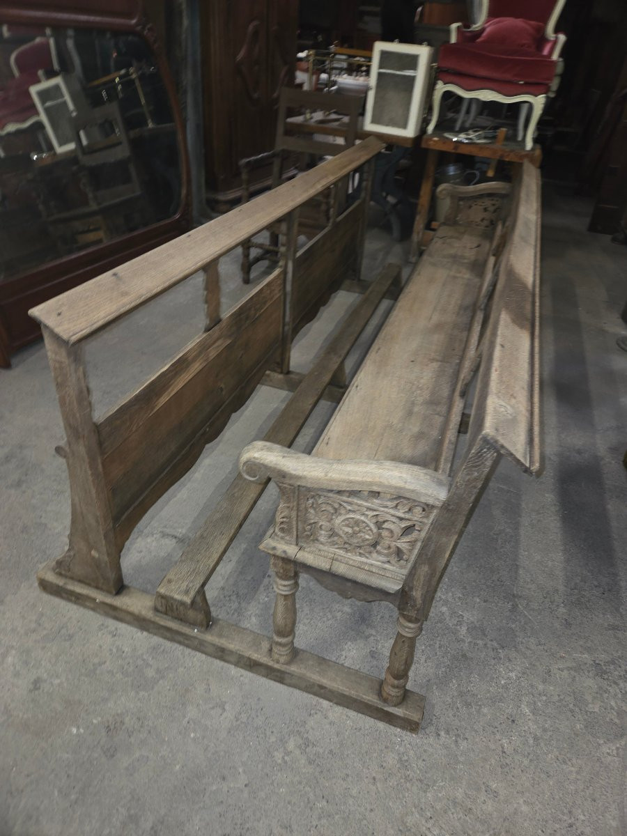 Large 18th Century Oak Church Pew-photo-3