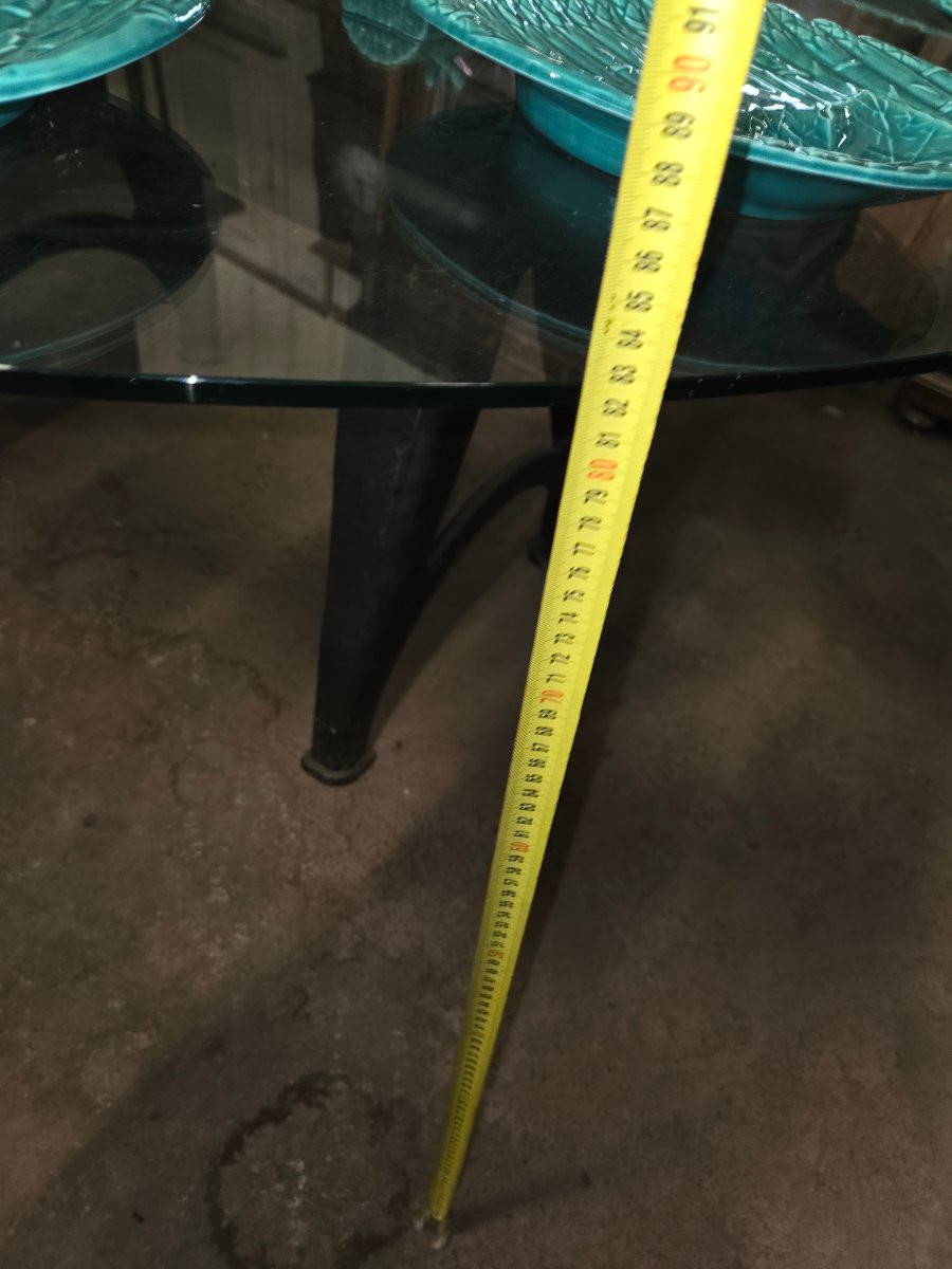Table Called "industrial" 1 Piece Early 1900 In Cast Iron And A Very Large Glass Top-photo-6