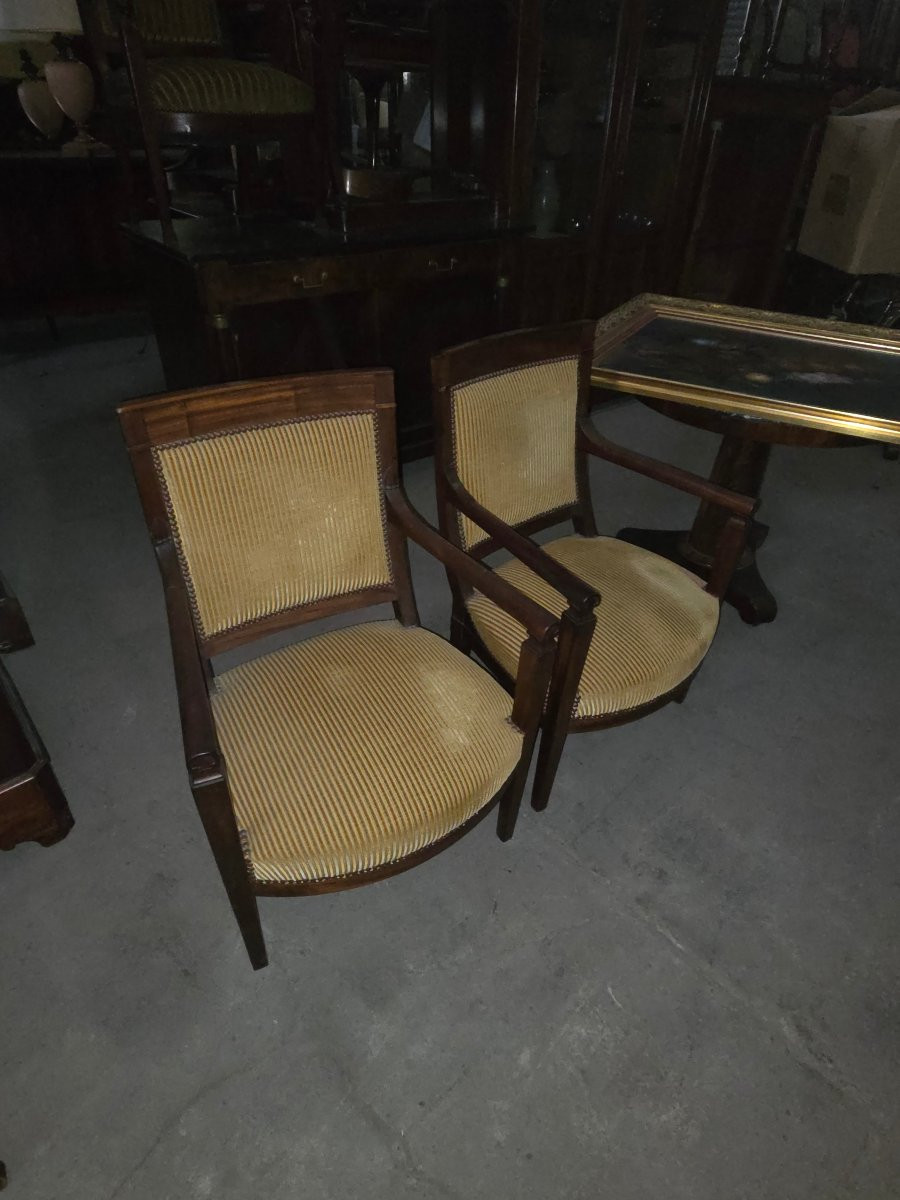Pair Of Mahogany Empire Armchairs -photo-1