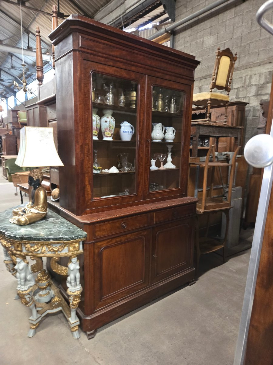 Buffet bibliothèque en acajou d'époque Louis Philippe -photo-1