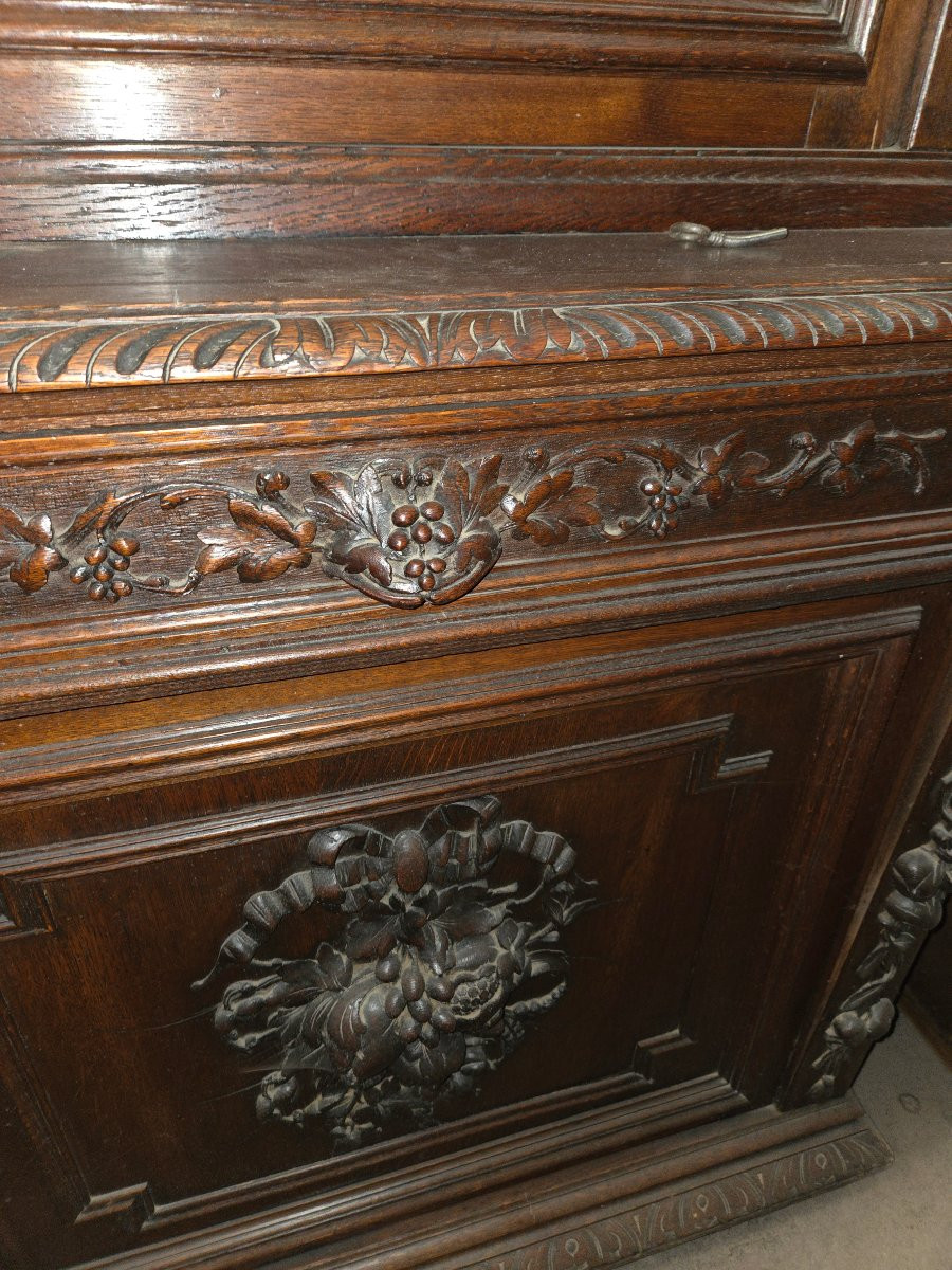 Two-body Sideboard In Carved Oak In The Henri II Style From The End Of The 19th Century-photo-3