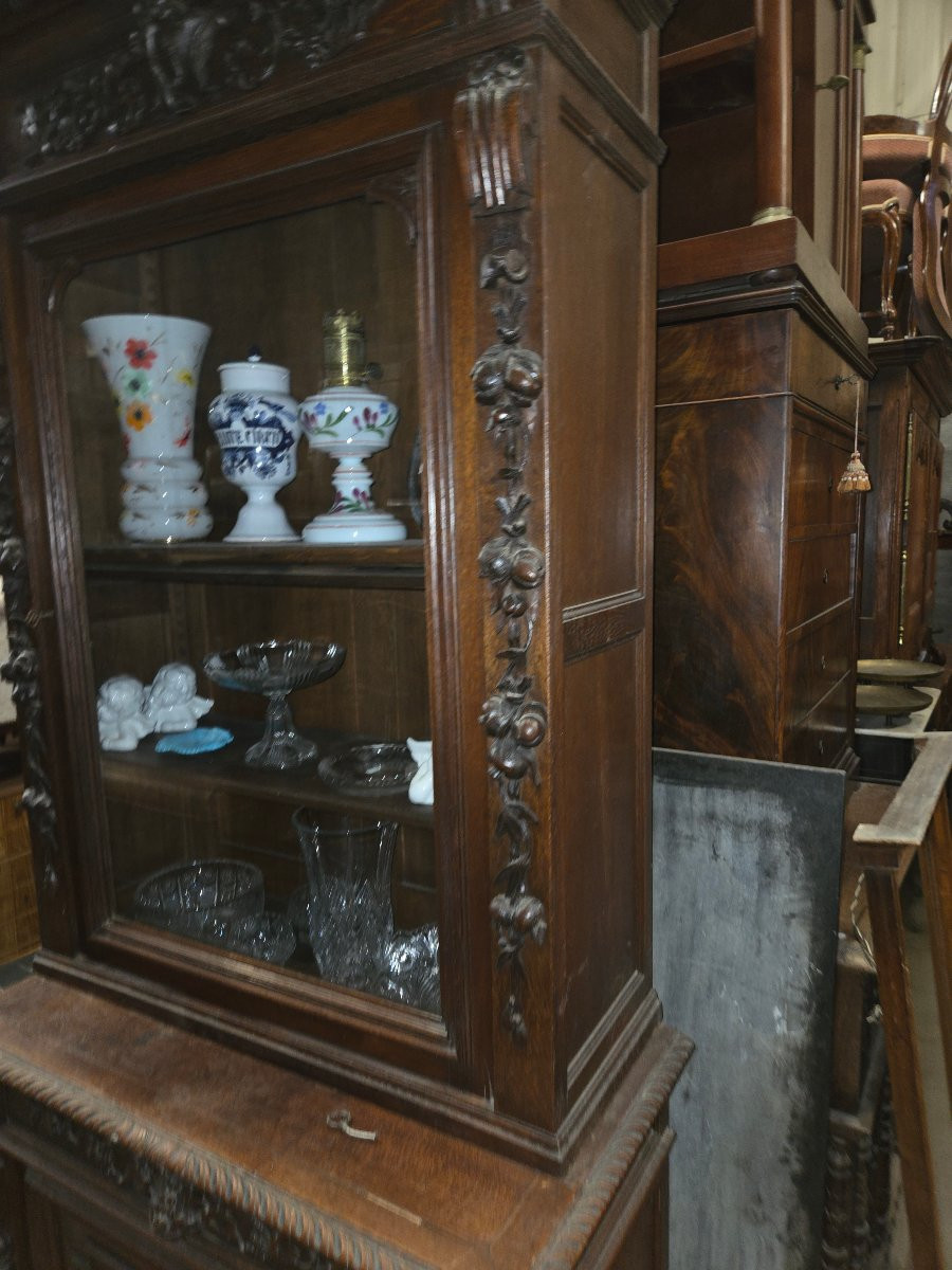 Two-body Sideboard In Carved Oak In The Henri II Style From The End Of The 19th Century-photo-5