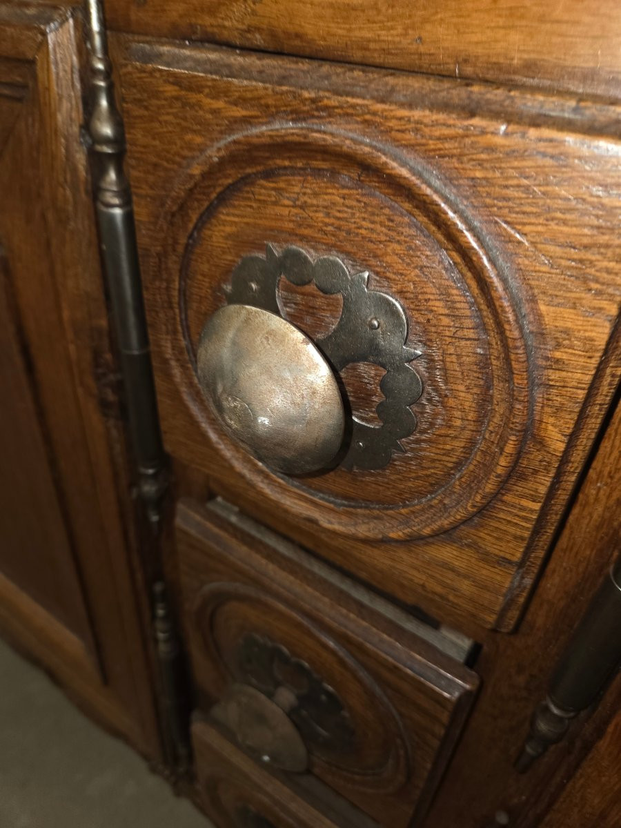 Buffet lorrain 2 corps a 8 portes et double scriban du 19eme en chene région nanceenne-photo-6