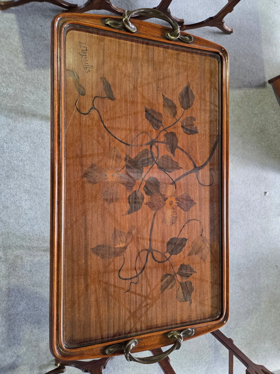 Table a thé Louis Majorelle Epoque art nouveau Modele au Orchidées-photo-3